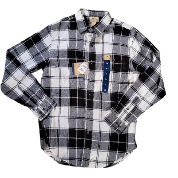 Blue Mountain Other - Mens Blue Mountain Black White Buffalo Plaid Flannel Long Sleeve Shirt Medium